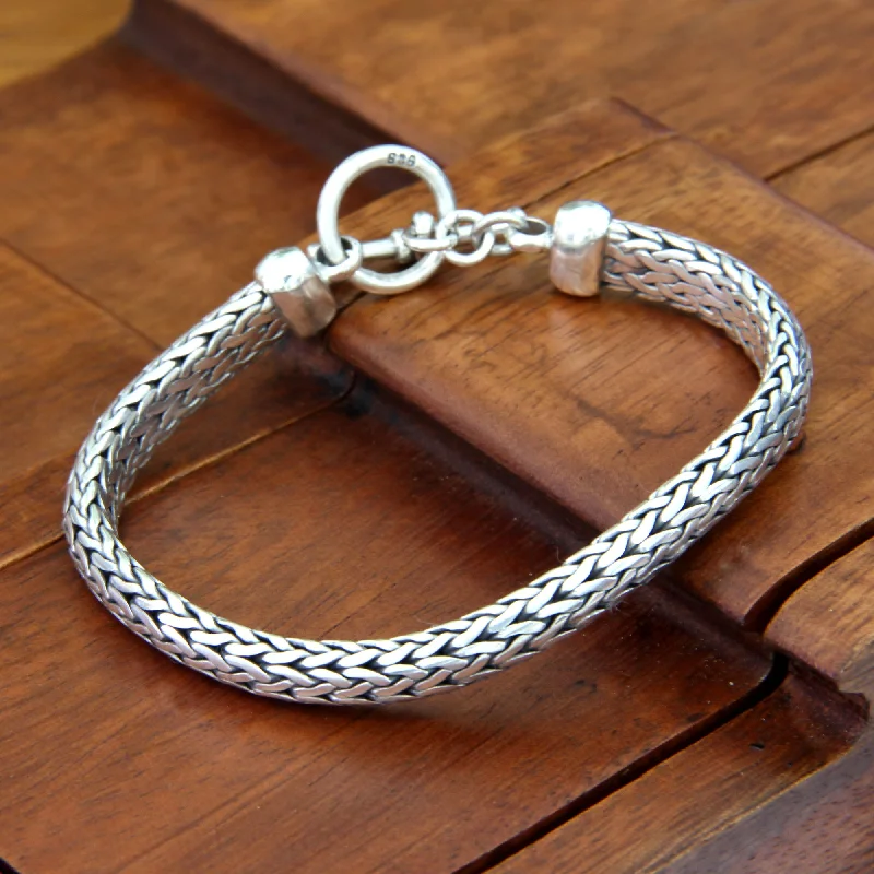 beaded bracelet for women -All Night Sterling Silver Men's Chain Bracelet