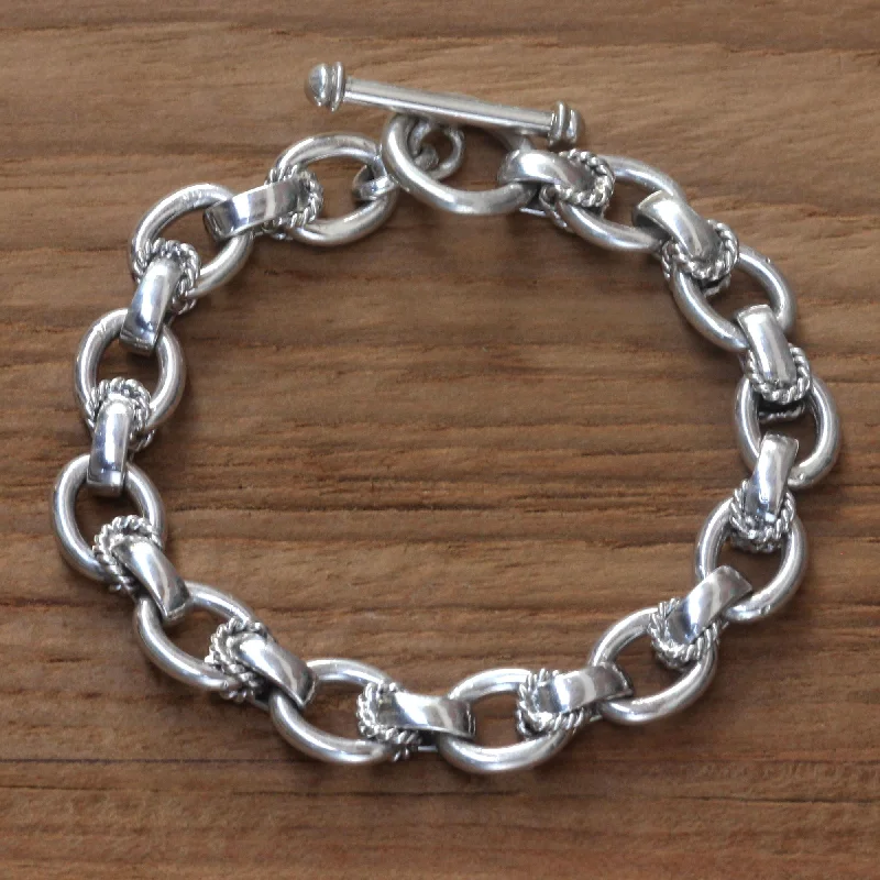 vintage silver bracelet for women -Brave Lady Silver Link Bracelet