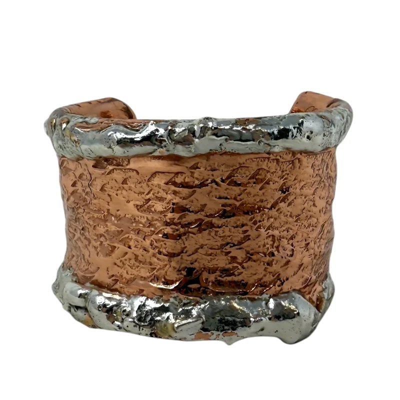 crystal bead bracelet for women -Copper & Silver Tone Cuff Bracelet By Unbranded