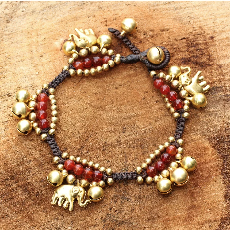 custom coordinate bracelet for gifts -Fortune's Melody Carnelian Brass Beaded Bracelet