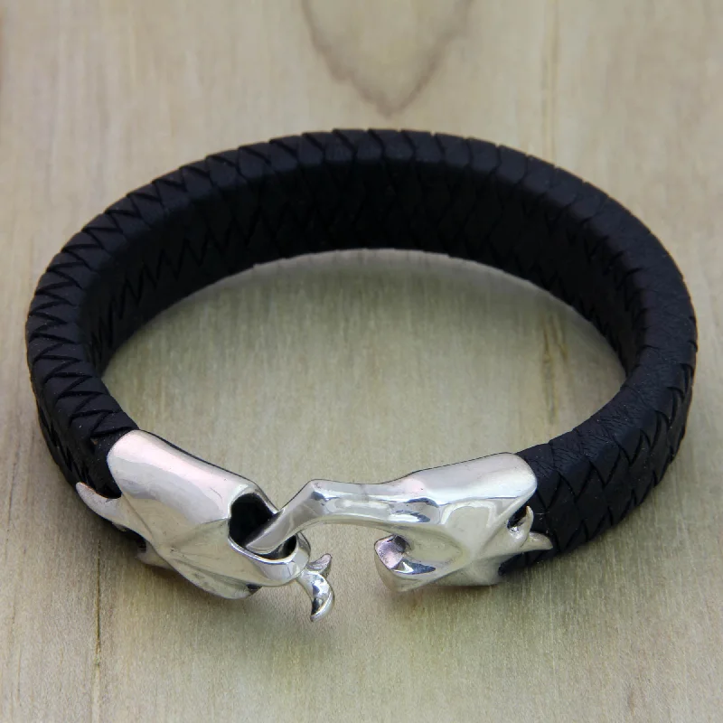 matching friendship bracelets -Hand in Hand Men's Braided Leather Bracelet