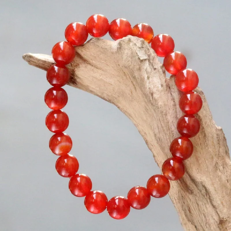 name bar bracelet for women -Handmade Carnelian 'Sunrise Beads' Bracelet (Indonesia)