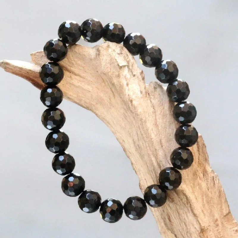 angel number bracelet for women -Handmade Onyx 'Black Lava' Bracelet (Indonesia)