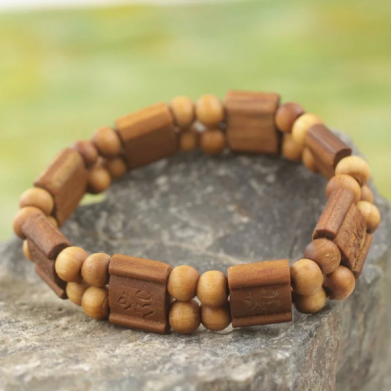 simple gold chain bracelet -Handmade Sese Wood 'Brown Radiance' Bracelet (Ghana)