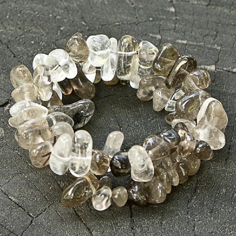 tiny heart bracelet for daily wear -Handmade Set of 2 Smoky Quartz 'Translucent Crystal' Beaded Bracelets (Brazil)