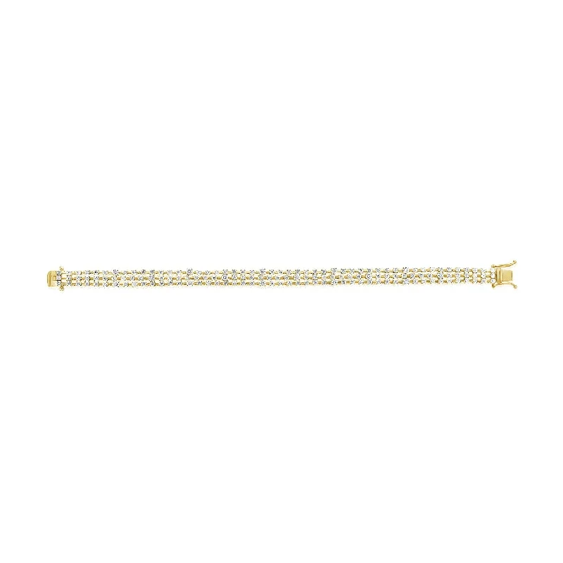 trendy gold cuff bracelet -Joelle 5 ct. t.w. Diamond 3-Row Tennis Bracelet 14K Gold