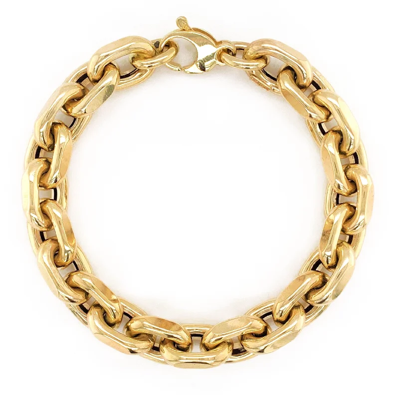 dainty gold bracelet for layering -Joelle Chunky Gold Link Chain Bracelet - 14K Paperclip Link Chain 9 mm