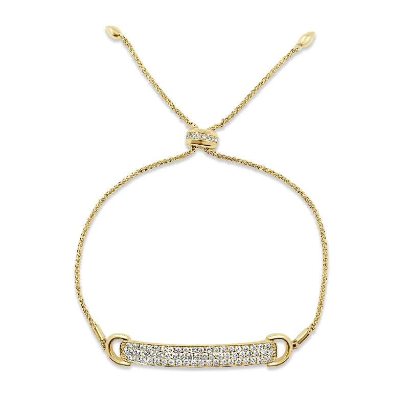 minimalist birthstone bracelet -Joelle Diamond Bar Bolo Bracelet 1.25ct. TDW 14K Gold Adjustable Slide