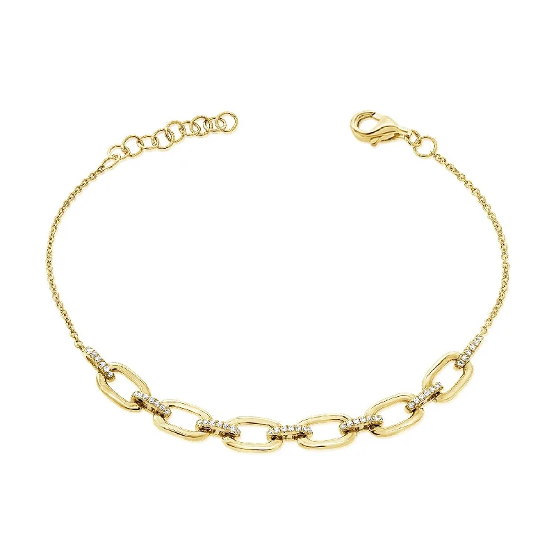 double heart bracelet for couples -Joelle Diamond Link Chain Bracelet 14K Gold 1/6 ct.