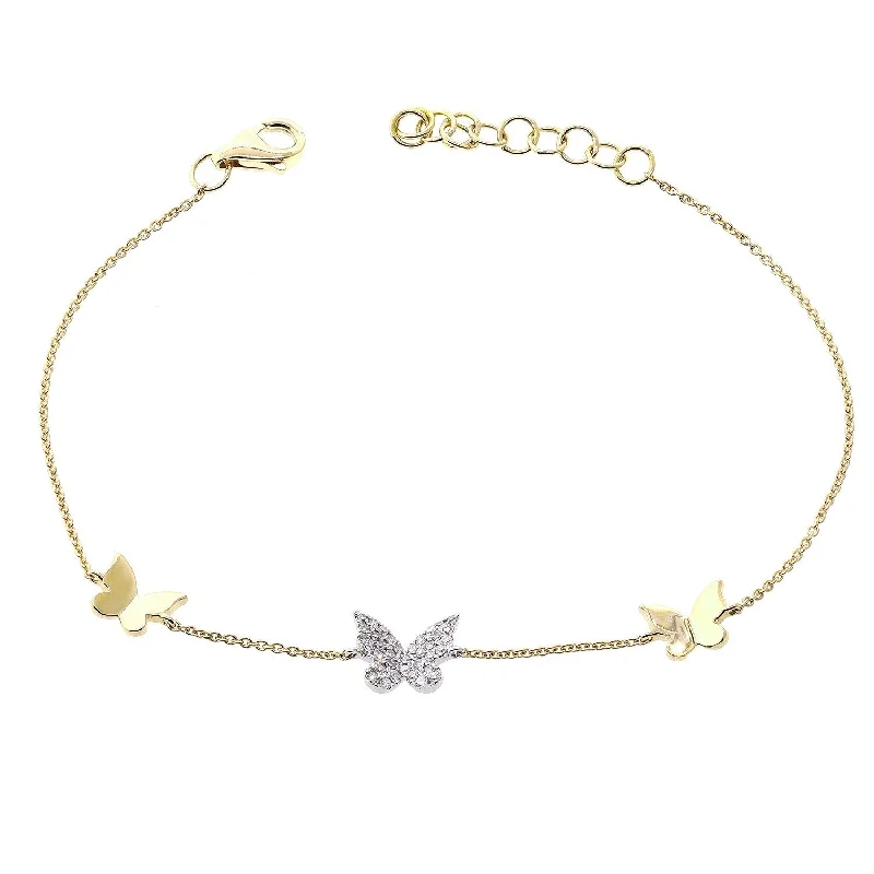 matching couple bracelets -Joelle Diamond Pave Butterfly Bracelet 1/10 ct. 14K Gold