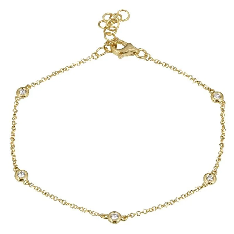 long chain bracelet for layering -Joelle Diamond Station Chain Bracelet 14K Gold 1/10 CT TDW