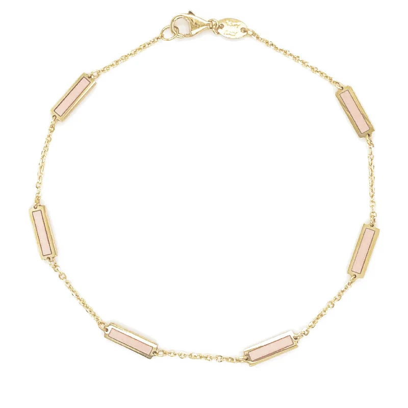 zodiac constellation bracelet for women -Joelle Light Pink Agate Stackable Bar Bracelet - 14K Gold Light Pink Bracelet