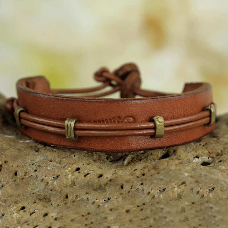 custom family tree bracelet -Men's Handcrafted Leather Bracelet