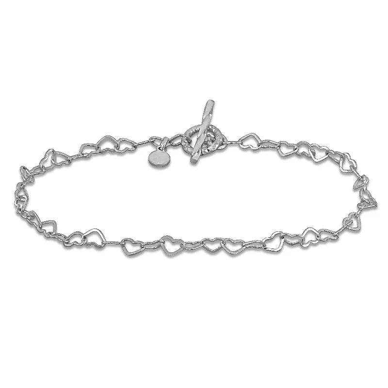 anchor bracelet for men -Miadora 3.5mm Heart Link Bracelet in Sterling Silver-7.25 in