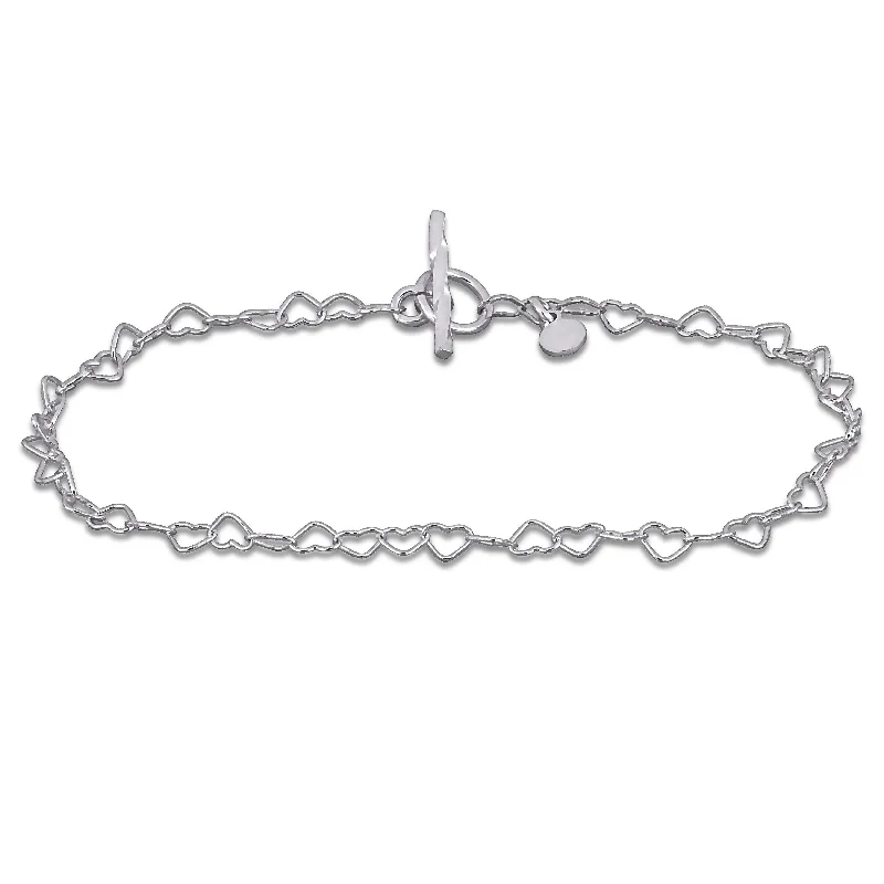 bar bracelet for women -Miadora 3.5mm Heart Link Bracelet in Sterling Silver-7.5 in