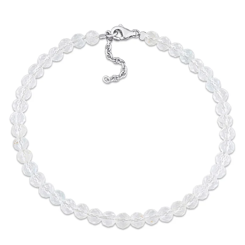 rose quartz bracelet for healing -Miadora 6 1/2ct TGW White Topaz Facetted Bead Bracelet in Sterling Silver-725+1 in