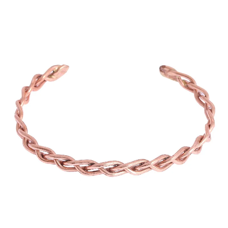 rose gold bar bracelet for women -NOVICA Brilliant Braid, Copper cuff bracelet