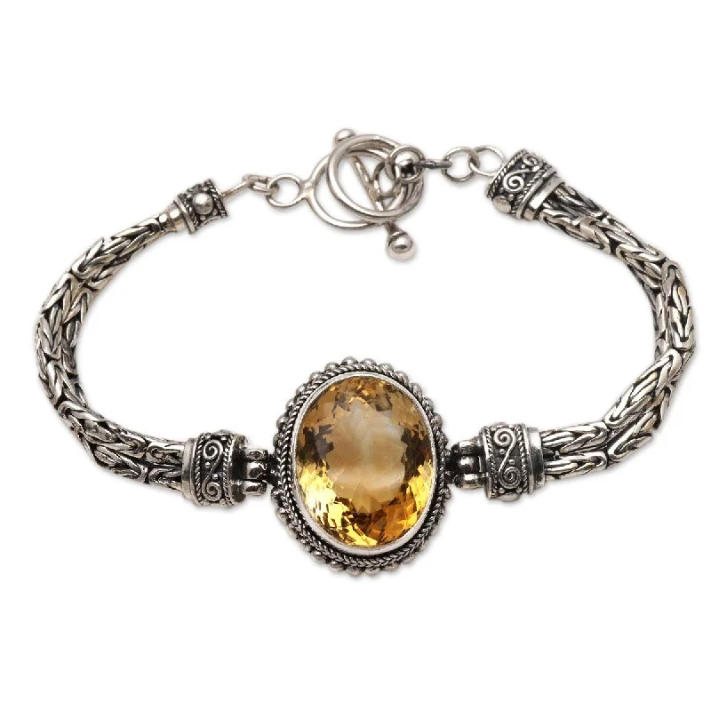 flower charm bracelet for women -NOVICA Endless Facets, Citrine pendant bracelet