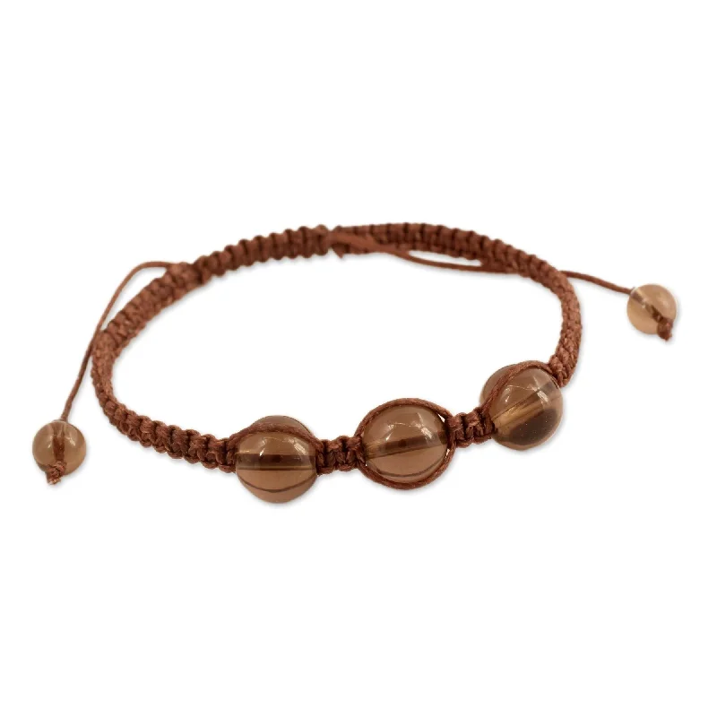 butterfly bead bracelet for girls -NOVICA Handmade Smoky Quartz 'Enduring Peace' Bracelet (India) - 6.25" min L - x 9.75" max L