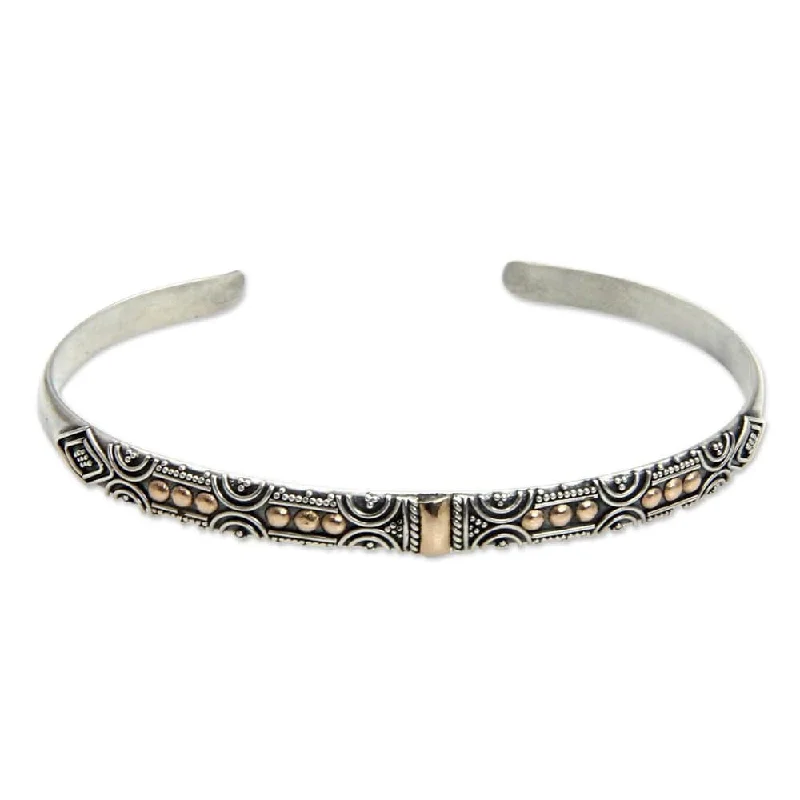 gold bracelet for women -NOVICA Handmade Sterling Silver Gold Accent 'Golden Suns' Bracelet (Indonesia) - 7'6" x 9'6" - 7'6" x 9'6"