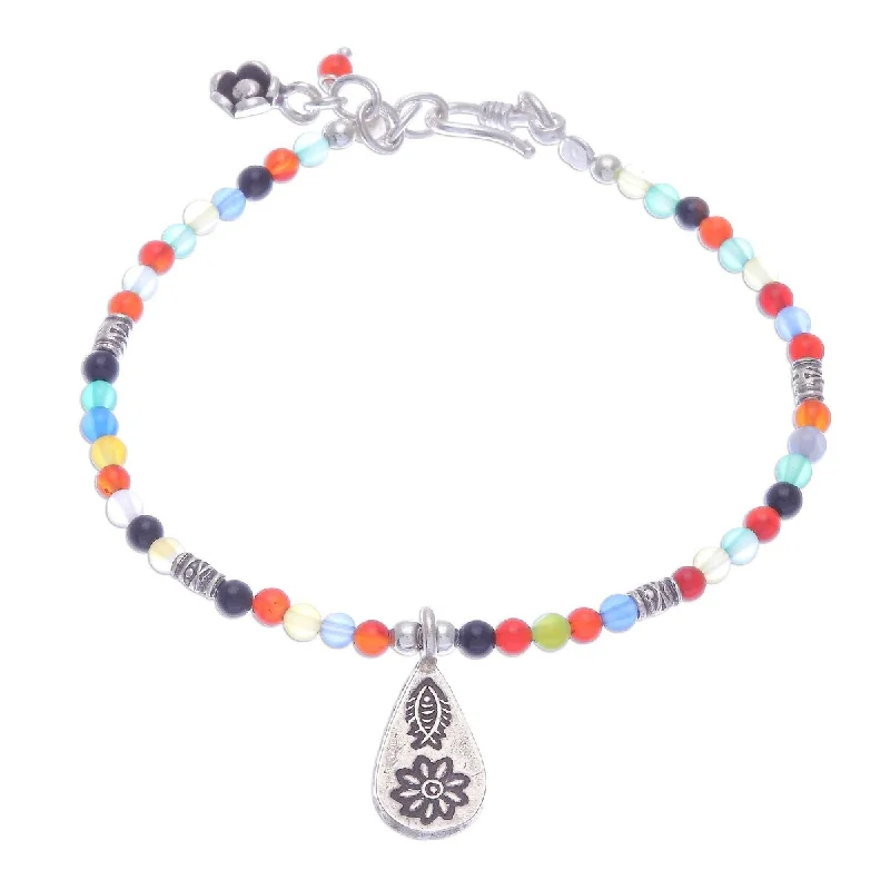 butterfly bead bracelet for girls -NOVICA Hill Tribe Rainbow, Chalcedony beaded bracelet