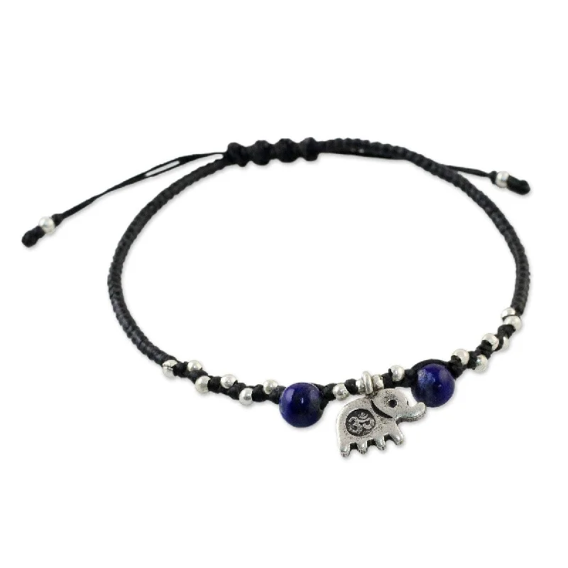 angel number bracelet for women -NOVICA Spiritual Elephant, Lapis lazuli beaded bracelet