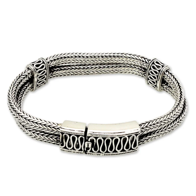 leather bracelet for men -Rivers of Life Silver Cuff Bracelet