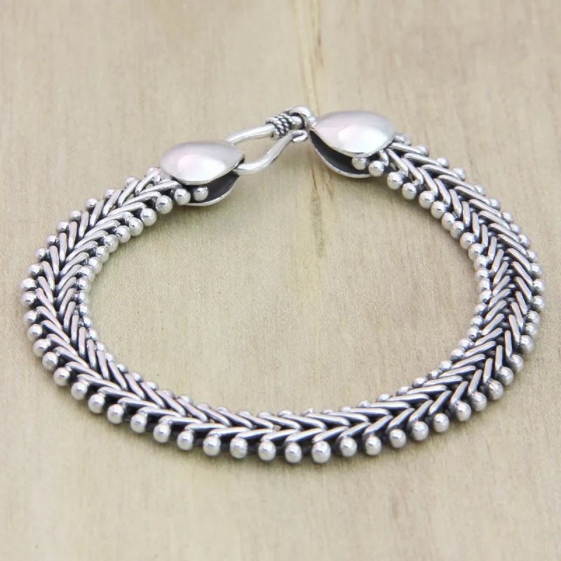 infinity heart bracelet for women -Sterling Silver Herringbone Chain Bracelet