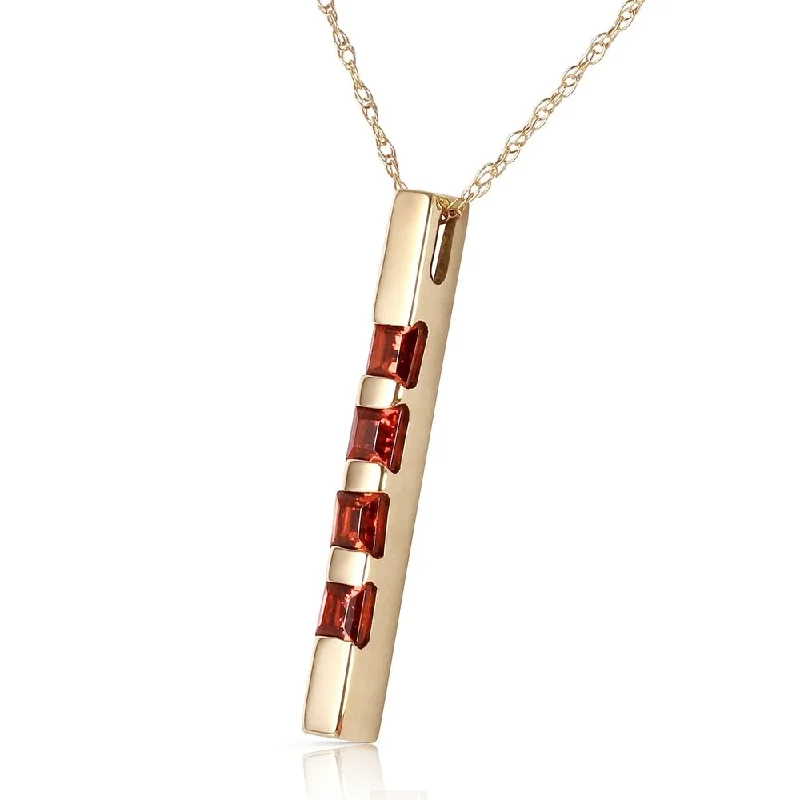 crystal healing necklace for women -0.35 Carat 14K Solid Gold Necklace Bar Natural Garnet