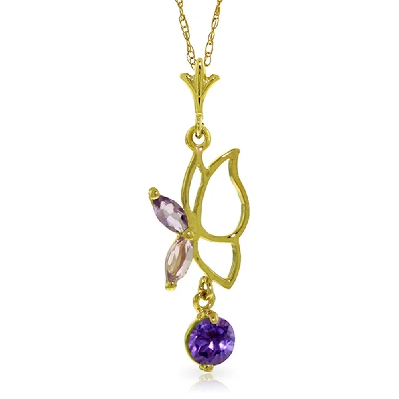 gold necklace for women -0.4 CTW 14K Solid Gold Flutter Fly Amethyst Necklace