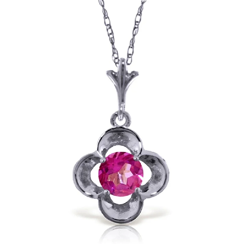 birthstone necklace for moms -0.55 Carat 14K White Gold I Recall Pink Topaz Necklace