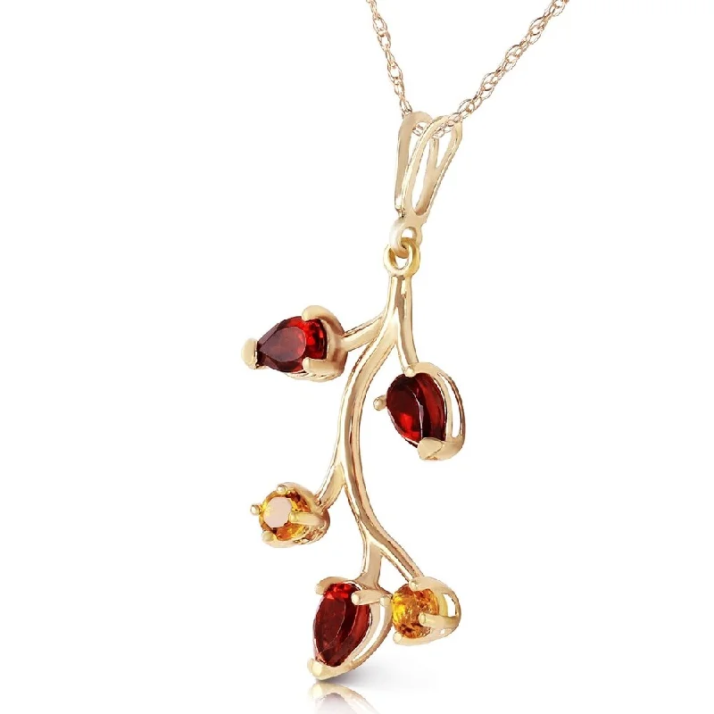 heart locket necklace for gifts -0.95 Carat 14K Solid Gold Infinite Passion Garnet Citrine Necklace