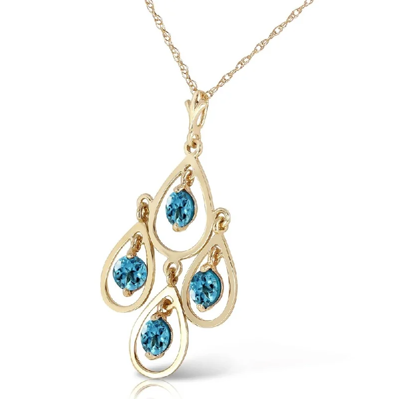 sapphire pendant necklace for women -1.2 CTW 14K Solid Gold Never Catch Blue Topaz Necklace