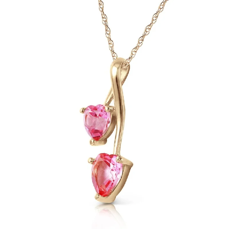 infinity necklace for women -1.4 Carat 14K Solid Gold Hearts Necklace Natural Pink Topaz