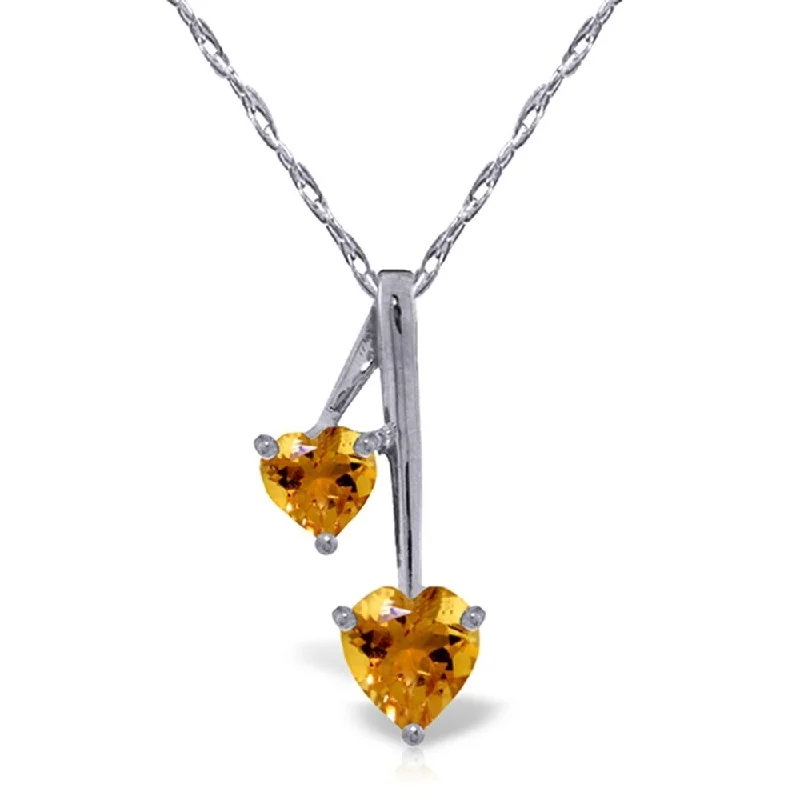 infinity heart necklace for women -1.4 Carat 14K White Gold Hearts Necklace Natural Citrine