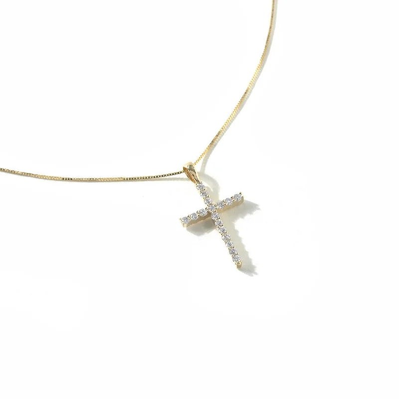 tiny heart necklace for daily wear -1/4ct TDW Lab-grown Diamond Cross Pendant Necklace for Women in 14k White Gold