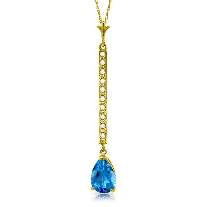 butterfly choker necklace for girls -1.8 Carat 14K Gold Andaman Sea Blue Topaz Diampond Necklace