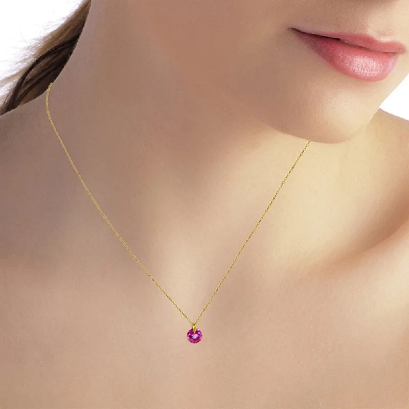 heart locket necklace for gifts -1 Carat 14K Solid Gold Unconditional Pink Topaz Necklace