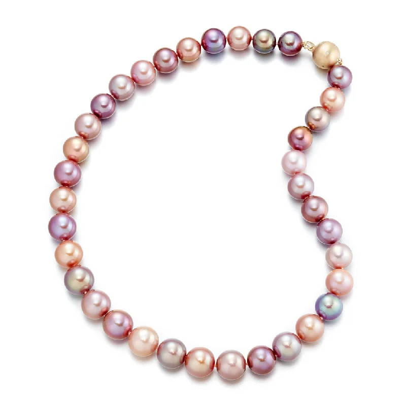 delicate gold chain necklace -11-12.5mm Multi-Color Pearl Necklace