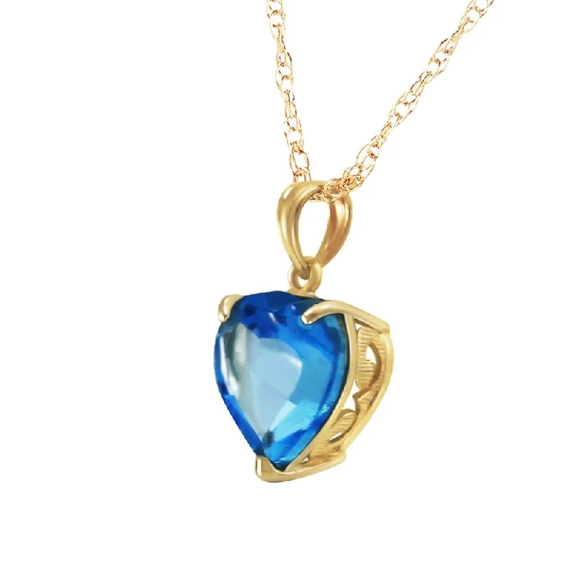 dainty cross necklace for women -14K Solid Gold Necklace with Natural 10mm Heart Blue Topaz