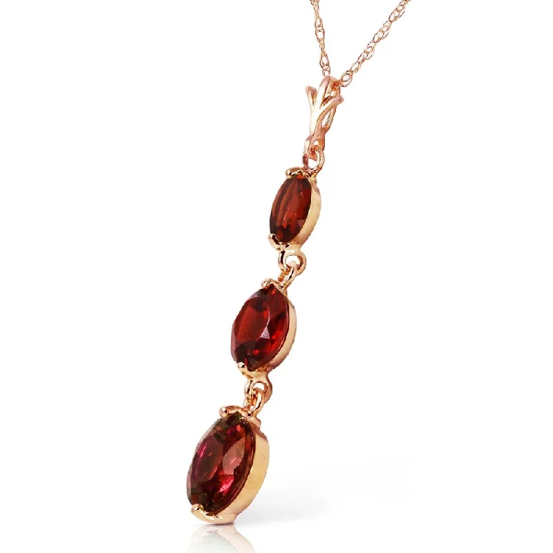 double layered necklace for women -14K Solid Rose Gold Necklace with Natural Garnets