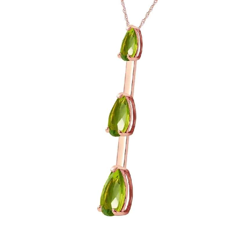 romantic heart necklace for girlfriend -14K Solid Rose Gold Necklace with Natural Peridots