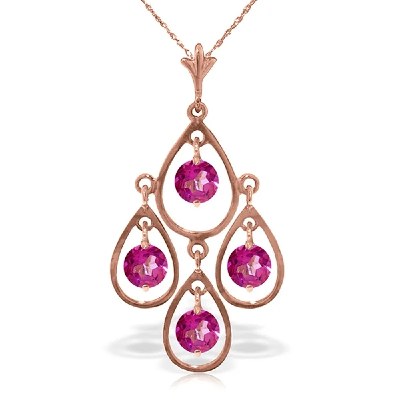 luxury gold necklace for special occasions -14K Solid Rose Gold Necklace with Natural Pink Topaz