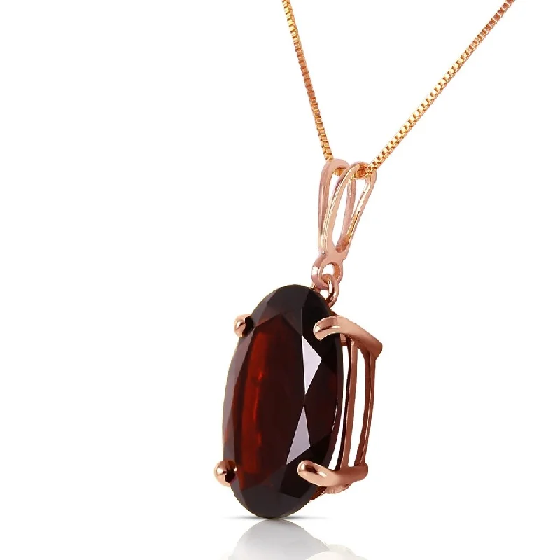 vintage gold necklace for women -14K Solid Rose Gold Necklace with Oval Garnet