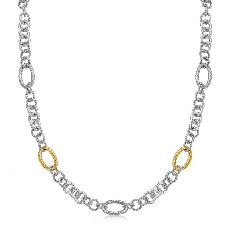 layered pearl necklace for brides -18k Yellow Gold and Sterling Silver Rhodium Plated Multi Design Chain Necklace