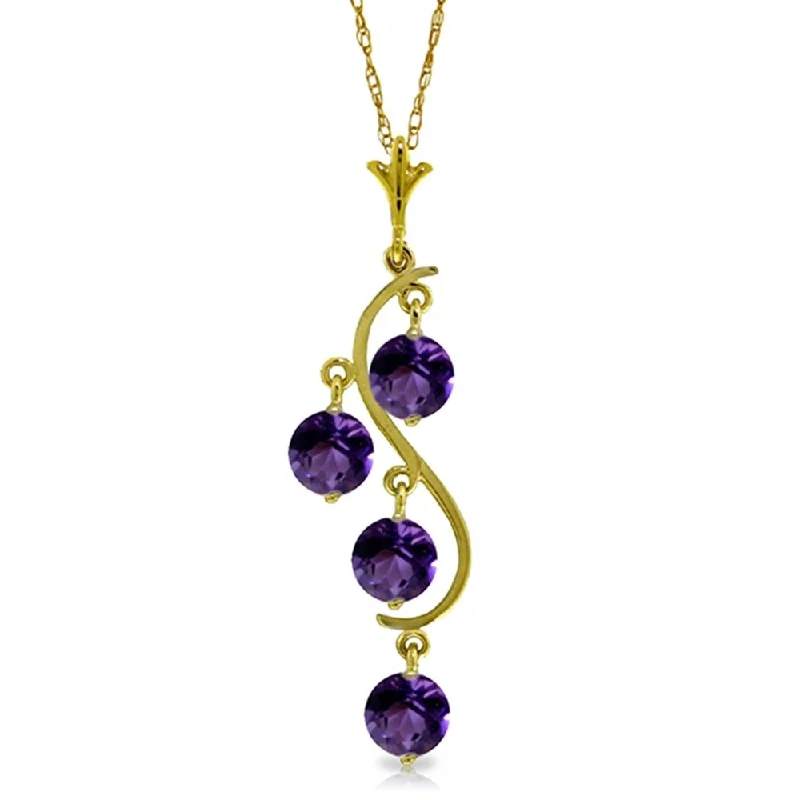 engraved birthstone necklace for moms -2.25 Carat 14K Gold Love Loving You Amethyst Necklace