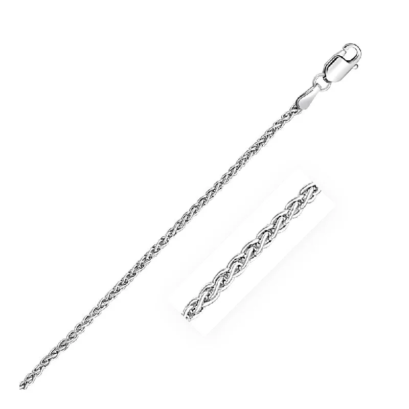 matching friendship necklaces -2.2mm Sterling Silver Rhodium Plated Wheat Chain