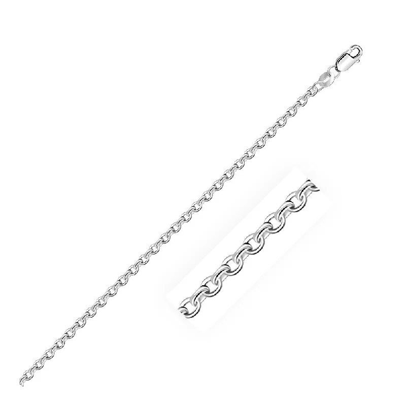 sterling silver necklace for men -2.3mm Sterling Silver Rhodium Plated Cable Chain