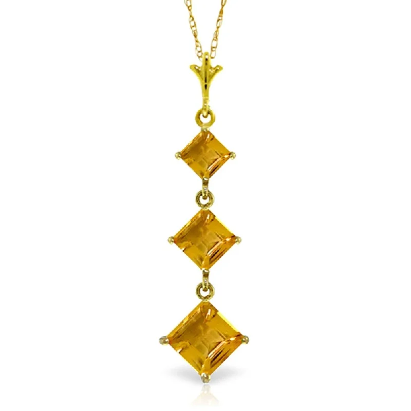 dainty gold necklace for layering -2.4 CTW 14K Solid Gold Melting Flames Citrine Necklace