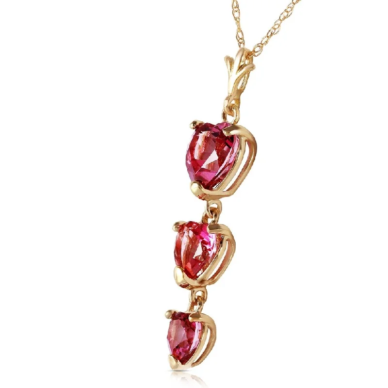 zodiac sign necklace for women -3.03 Carat 14K Solid Gold Hand On Heart Pink Topaz Necklace